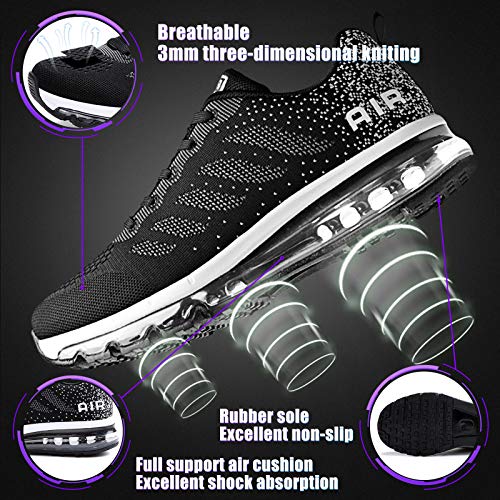 Air Zapatillas de Running para Hombre Mujer Deporte Zapatillas de Trail Deportivas Ligero Fitness Gym Zapatos para Casual Gimnasio Correr Sneakers Athletic Transpirables（Talla 38EU, Negro）