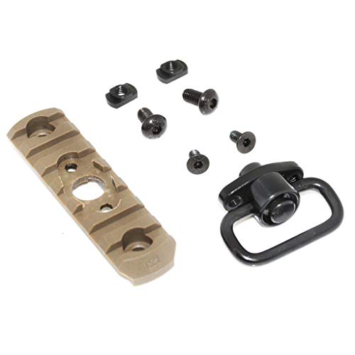 Airsoft Gear Parts Accesorios APS 7 Ranuras MIL-STD 1913 Rail M-LOK placa de segmento con correa QD giratoria Dark Earth Tan