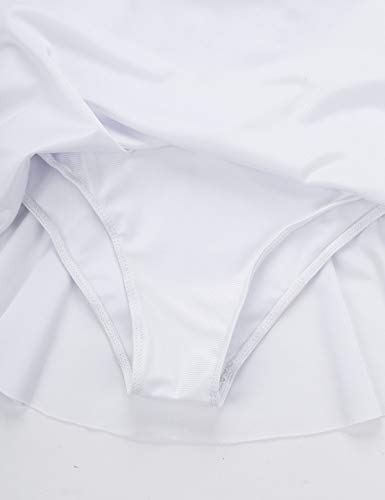 Aislor Niñas Vestido de Patinaje Artístico Maillot de Gimnasia Elástico sin Mangas con Diamantes Leotardo Monos de Baile Infantil Traje Ropa de Patinador Vestido de Danza Blanco 5-6 años