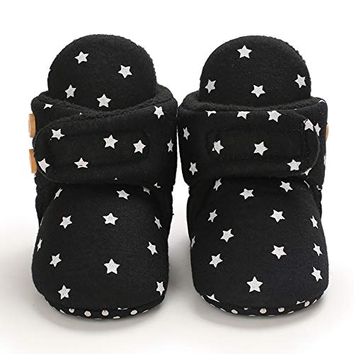 Aisprts Botas de bebé suaves antideslizantes suela zapatillas para bebés niños niñas invierno cálido acogedor primer caminar zapatos para cuna de 0 a 18 meses, A Negro 2, 6-12 meses