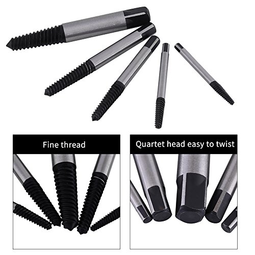 Akozon Extractor Tornillo 5pcs Juego de Extractores de Tornillos Rotos Perno Fácil Sacar Conjunto de Herramientas de Eliminación