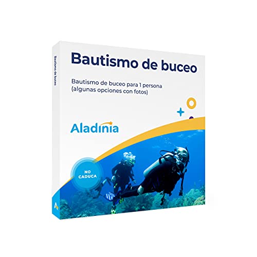 ALADINIA Bautismo de Buceo. Pack de Experiencias para Regalar. Cofre Regalo de Bautismo de Submarinismo para una Persona. No Caduca, Cambios de Experiencia Gratis e Ilimitados