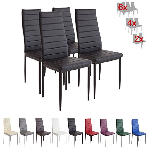 Albatros 2551MILANO Set de 4 sillas de Comedor, Negro