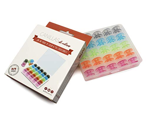 Alfa 6050-Caja 25 canillas Colores, Multicolor, 0