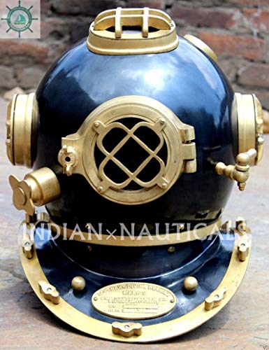 alfiya nautical store Dark blueish Scuba Diving Helmet in Iron and Aluminium 18 Inches P
