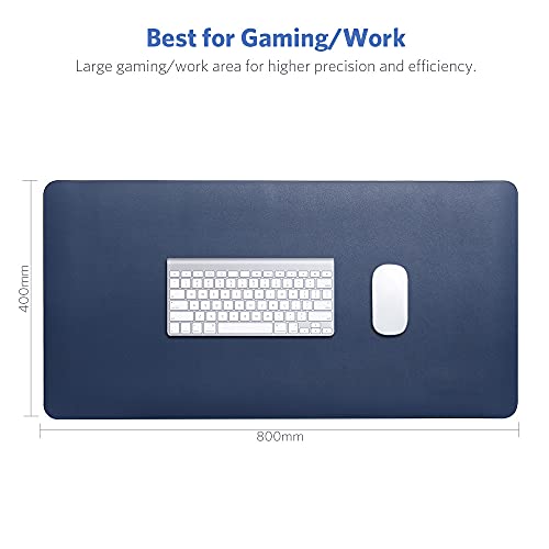 Alfombrilla Ratón Escritorio Grande 800x400x2mm ATailorBird Antideslizante e Impermeable Cuero PU Ideal Para Portátil, Teclado, Gaming Hogar y Oficina Ultra Delgada Doble Cara-Azul/Amarilla