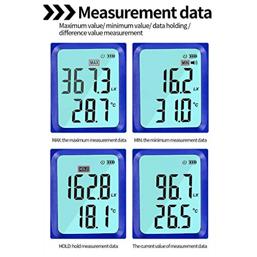 Alianthy Medidor de Temperatura Ambiente portátil Iluminómetro de Mano Lux/FC Fotómetro Probador WT81 Luxómetro Digital 0~200,000lux Medidor de luz, luxómetro con Pantalla LCD en Color de 4 dígitos