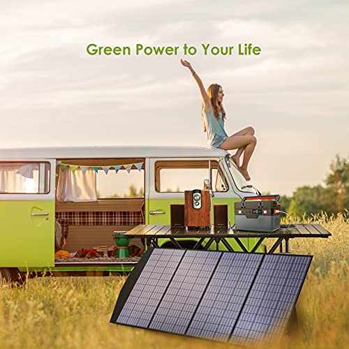 ALLPOWERS Panel solar plegable de 200 W, cargador solar plegable, panel solar portátil, célula solar estadounidense con salida MC-4 para estación eléctrica portátil,exterior, camping, RV, autocaravana