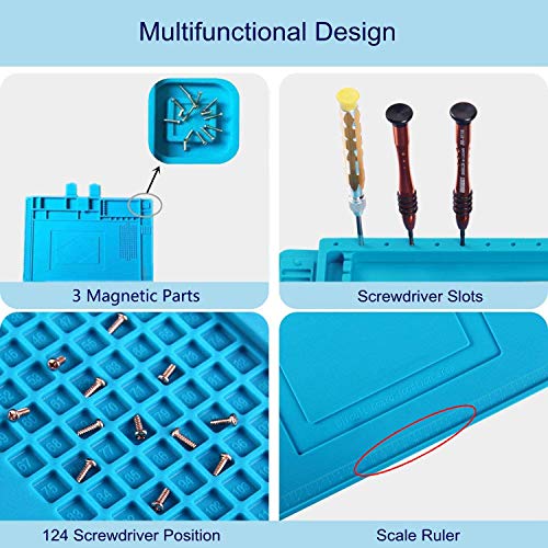 Almohadilla de trabajo Soldadura Estera Magnética del Silicón, 45x 30cm Aislamiento resistente al alta temperatura -50-500 ° estera para reparar teléfono, computadoras, Cámara