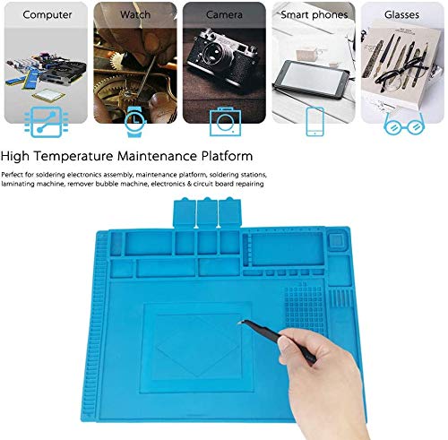 Almohadilla de trabajo Soldadura Estera Magnética del Silicón, 45x 30cm Aislamiento resistente al alta temperatura -50-500 ° estera para reparar teléfono, computadoras, Cámara