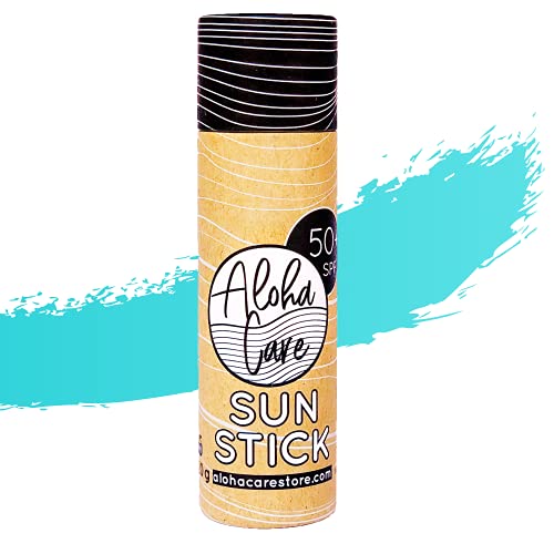 Aloha Sun Stick SPF 50+ | Protector solar mineral teñido para el surf | Tubo de papel ecológico (Verde Azulado)