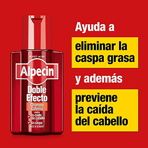 Alpecin Doble Efecto 1x 200ml | Champu anticaida hombre y anticaspa hombre | Alpecin Champu con cafeina tratamiento para la caida del cabello y caspa