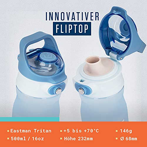 Alphatrail Botella Agua Tritan Jimmy 500ml Verde I 100% Prueba de Fugas I sin BPA & Ecológicamente I Seguro Lavavajillas I Abertura para Beber Funcional para una óptima hidratación Durante el Deporte