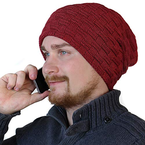 ALPIDEX Gorro Punto Tipo Beanie Invierno Mujer Hombre Slouchy Beanie Gorro Tejido Caliente Forro Polar Interior, Color:Bordeaux