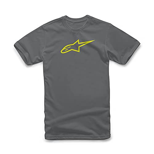 Alpinestars Hombre Ageless Classic tee Camiseta, Charcoal/Hi Vis Yellow, L