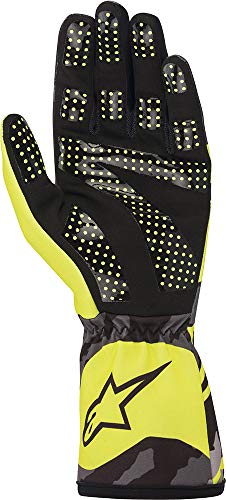 Alpinestars Tech 1-K Race V2 Camo - Guantes de karting (talla S), color amarillo fluorescente y negro