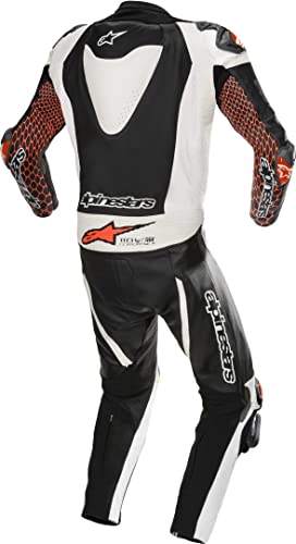 Alpinestars Traje de moto GP Tech v3 Tech-Air de 1 pieza perforado de cuero negro, blanco y cromo 50