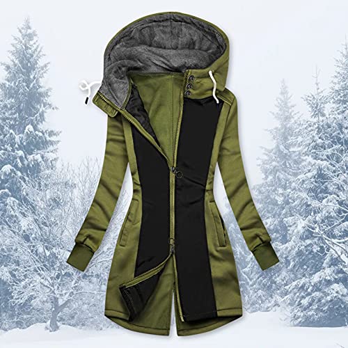 Alueeu Abrigo con Capucha para Mujer Invierno Otoño Manga Larga Tops Ropa Linda Chicas Chaqueta Pullover con Estampado Casual Ropa Outwear Cálido Jacket con Cremallera Al Aire Libre