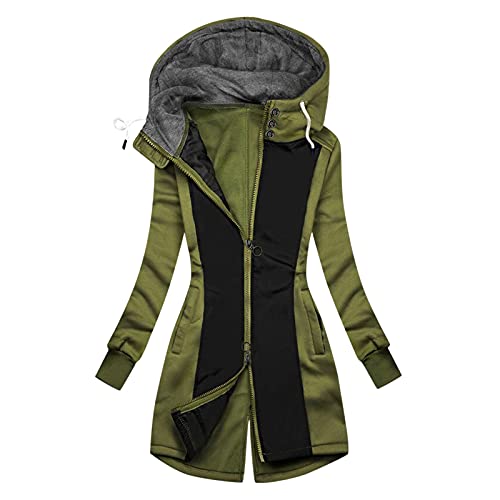 Alueeu Abrigo con Capucha para Mujer Invierno Otoño Manga Larga Tops Ropa Linda Chicas Chaqueta Pullover con Estampado Casual Ropa Outwear Cálido Jacket con Cremallera Al Aire Libre