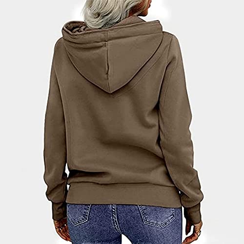 Alueeu Sudaderas Mujer con Capucha Camiseta Manga Larga Túnica Suéter con Cremallera Casual Tops Shirt Blusas Pullover Hoodie Otoño y Invierno