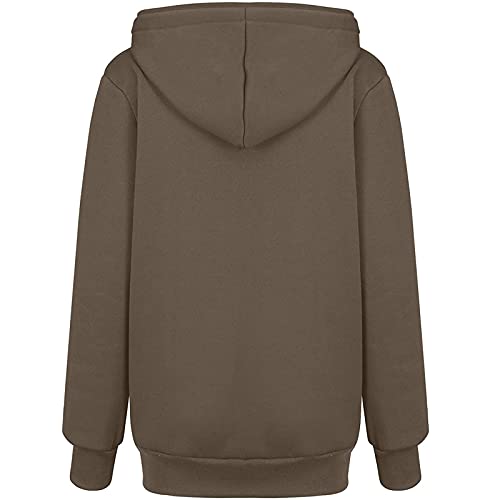 Alueeu Sudaderas Mujer con Capucha Camiseta Manga Larga Túnica Suéter con Cremallera Casual Tops Shirt Blusas Pullover Hoodie Otoño y Invierno