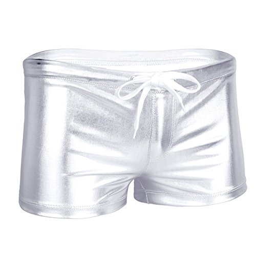 Alvivi Pantalones Cortos Ropa Interior Atractiva para Hombre Boxer Bañador Pantalón Corto Slip de Deporte M-XL Plateado XL
