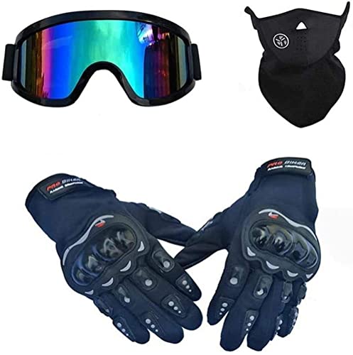 Amacigana® Juego de casco de motocross completo con gafas, guantes, máscara, casco de motocross, casco de moto, casco de cross, casco para niños y adultos, protección de seguridad (azul, M)