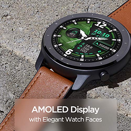 Amazfit GTR 47mm Reloj Inteligente Deportivo AMOLED de 1.39",GPS GLONASS Integrado Frecuencia Cardíaca de 24 Horas Larga duración de batería 12 Deportes Diferentes Acero Inoxidable