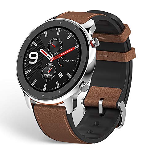 Amazfit GTR 47mm Reloj Inteligente Deportivo AMOLED de 1.39",GPS GLONASS Integrado Frecuencia Cardíaca de 24 Horas Larga duración de batería 12 Deportes Diferentes Acero Inoxidable