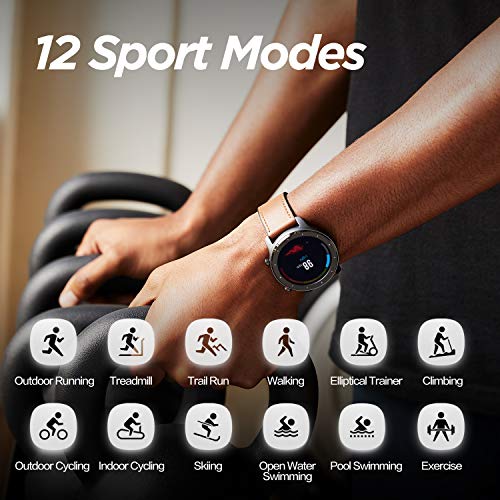 Amazfit GTR 47mm Reloj Inteligente Deportivo AMOLED de 1.39",GPS GLONASS Integrado Frecuencia Cardíaca de 24 Horas Larga duración de batería 12 Deportes Diferentes Acero Inoxidable