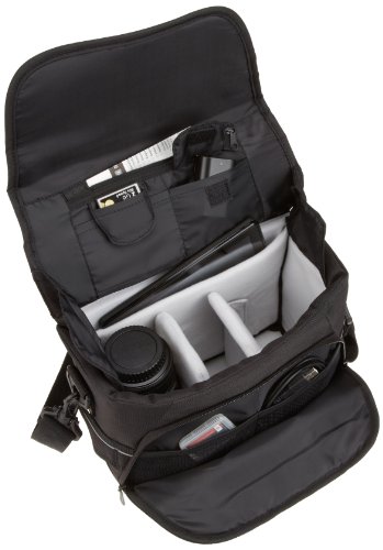 Amazon Basics - Bolsa para cámaras DSLR y accesorios (tamaño mediano, interior de color gris), color negro