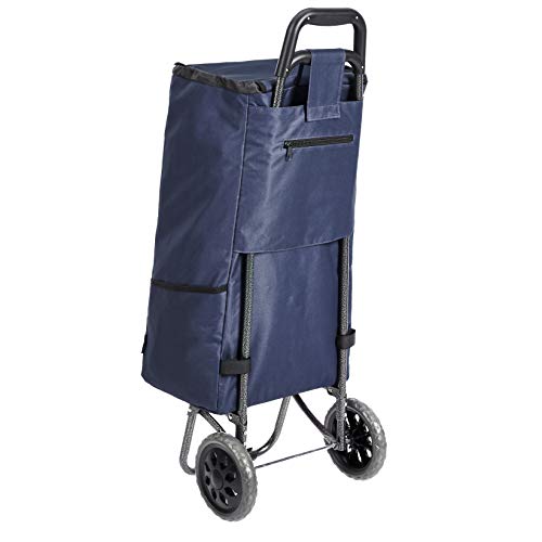 Amazon Basics - Carrito de la compra con 2 ruedas, 40 litros, color azul marino