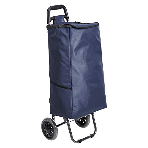 Amazon Basics - Carrito de la compra con 2 ruedas, 40 litros, color azul marino