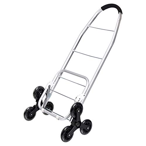 Amazon Basics - Carrito de la compra con 6 ruedas y asas de aluminio, 50 litros, color azul vaquero