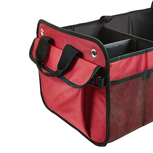Amazon Basics - Organizador de maletero plegable para coches, todocaminos y camiones - Rojo