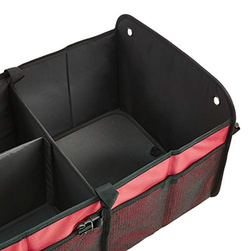 Amazon Basics - Organizador de maletero plegable para coches, todocaminos y camiones - Rojo