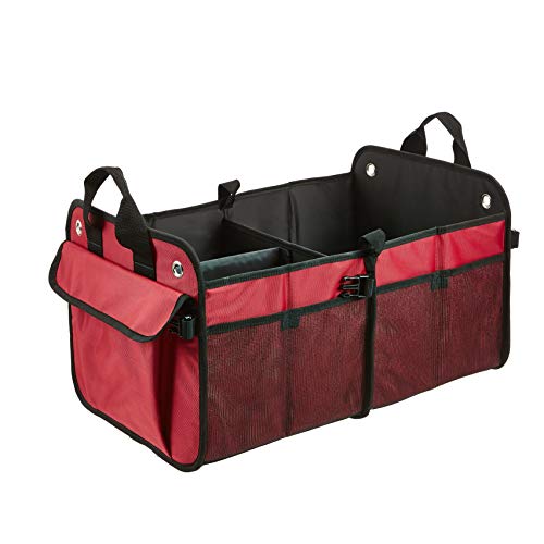 Amazon Basics - Organizador de maletero plegable para coches, todocaminos y camiones - Rojo