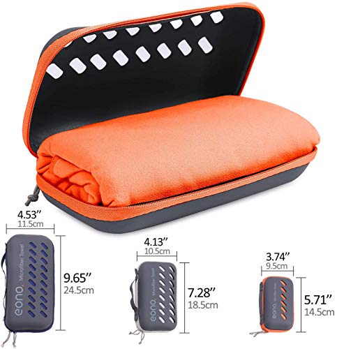 Amazon Brand - Eono Toalla de Microfibra para Llevar al Gimnasio, a la Playa, de Camping, de Viaje, de Natacion, o de Vacaciones. Secado rápido, Superabsorbente, Ultracompacta - Naranja, 60x30cm