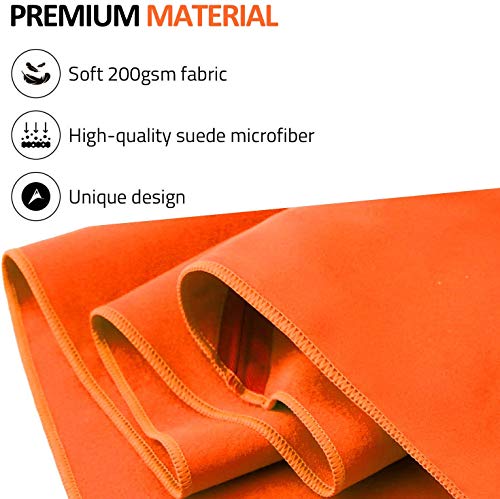 Amazon Brand - Eono Toalla de Microfibra para Llevar al Gimnasio, a la Playa, de Camping, de Viaje, de Natacion, o de Vacaciones. Secado rápido, Superabsorbente, Ultracompacta - Naranja, 60x30cm