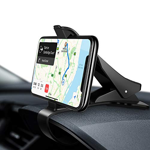 Amazon Brand - Soporte Móvil para Coche，HUD Soporte Móvil Coche GPS, Pinza Fuerte de Base Titular Móvil Vehícul, Compatible con iPhone, Samsung, Huawei, HTC, LG 3.5"a 6.5" etc.