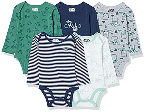 Amazon Essentials Baby Disney Star Wars Marvel Long-Sleeve Bodysuits Conjunto de Traje y Vestido, Paquete de 5 niño, 9 Meses, Pack de 5