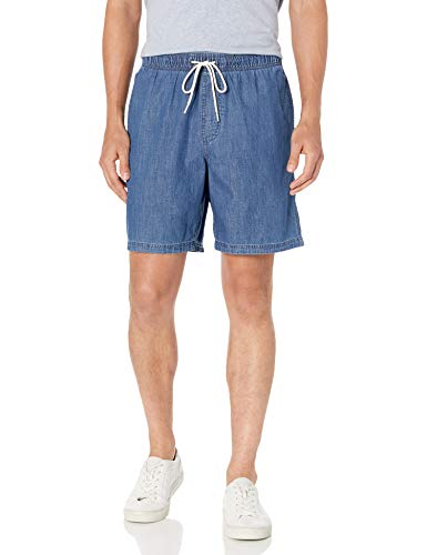 Amazon Essentials Drawstring Walk Short Pantalones Cortos, Lavado Medio, Chambray, M