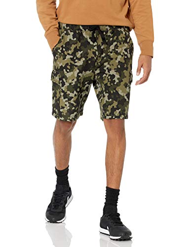 Amazon Essentials Pantalón Corto Cargo de Forro Polar, Verde Oliva, Camuflaje, XL