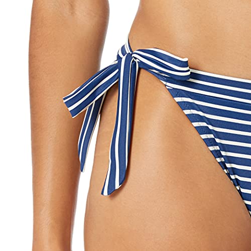 Amazon Essentials - Parte inferior de bikini con anudado lateral para mujer, Azul marino/Rayas, US XXL (EU 3XL - 4XL)