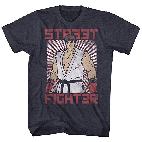 American Classics Street Fighter Block - Camiseta de manga corta para adulto - Azul - 3X-Large