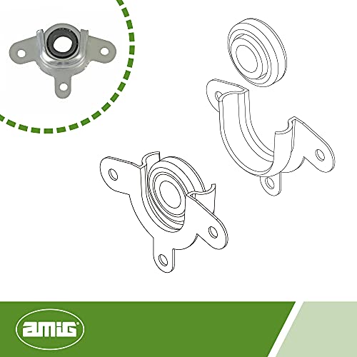 Amig - Soporte y Rodamiento de Acero Zincado para Eje de Persianas Enrrollables, Piezas que Facilitan el Movimiento y Reducen la Fricción, Medidas: 57 x 28 mm, Diámetro Ø28 mm, Plateado