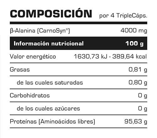 Aminoácido BETA-ALANINE 1000-100 TRIPLECAPS. - Suplementos Alimentación y Suplementos Deportivos - Vitobest