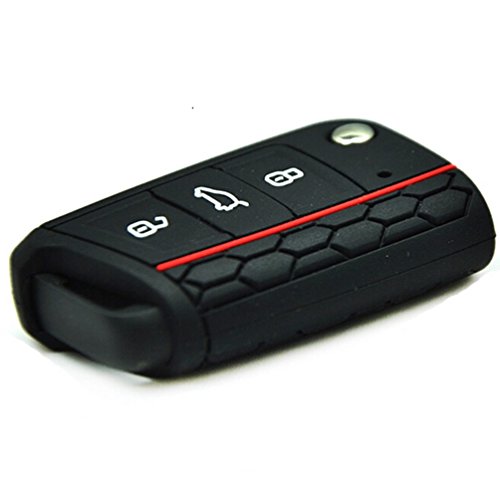 Amison YiGo Seat Leon 5F  negro · SC · ST · Carcasa de silicona · Funda para llave de coche · Funda de llave plegable