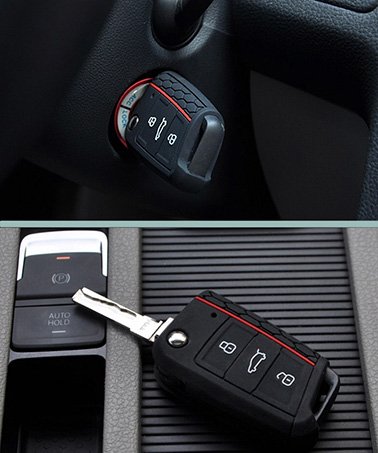Amison YiGo Seat Leon 5F  negro · SC · ST · Carcasa de silicona · Funda para llave de coche · Funda de llave plegable