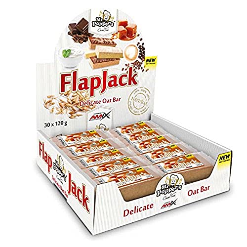 AMIX - Barritas de Proteínas - Flap Jack Oat en Formato de 30 x 120 g - Aporte de Energía Duradera - Mejoran el Rendimiento Deportivo - Con Sabor a Yogur